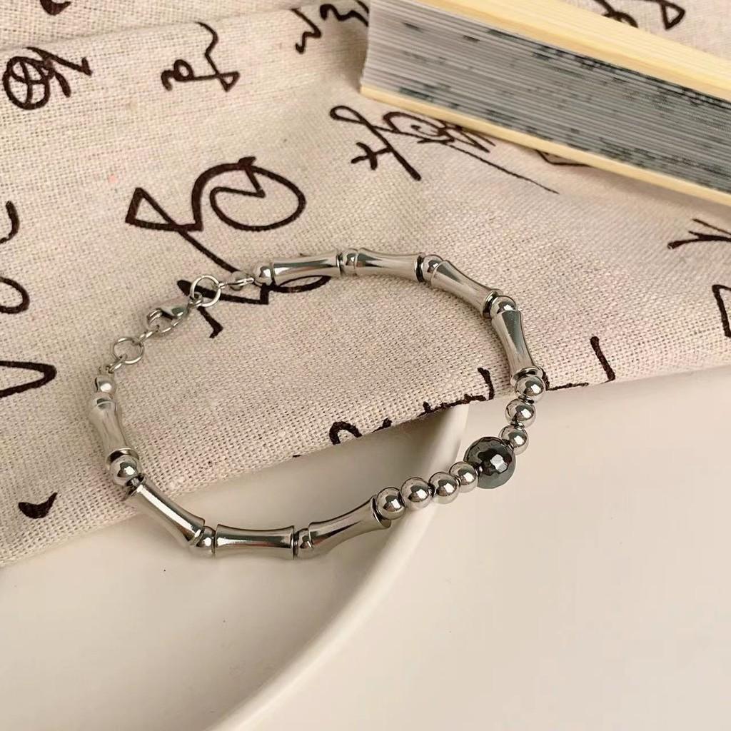Unisex Titanium Stylish Steel Bracelet Sophisticated Design Bamboo