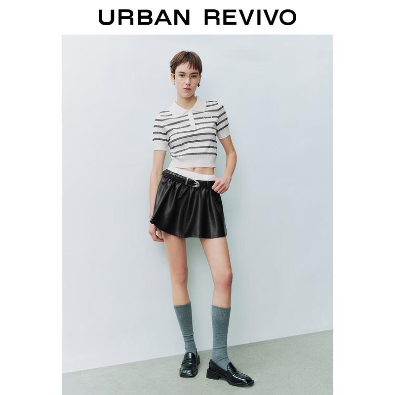 UR Women's Color-block Striped Polo Knit Top