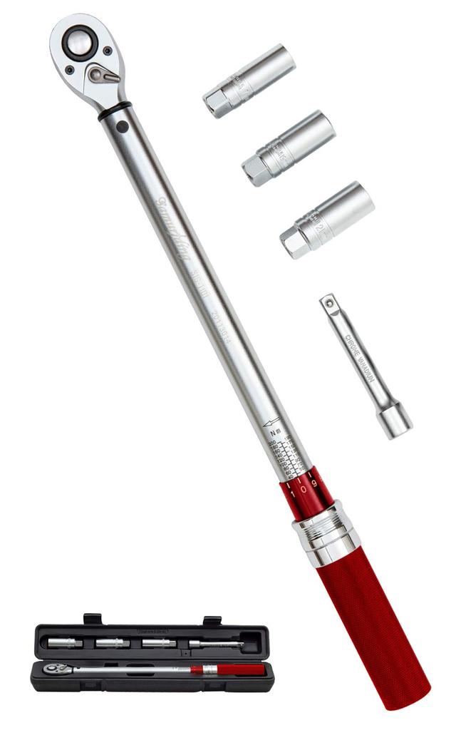 Samuriding Torque Wrench with Lock Ring and Made In for Automotive Tire Long High-Visibility Graduations, Taiwan, Changes, 12.7mm (1/2-inch) Thin-Nose