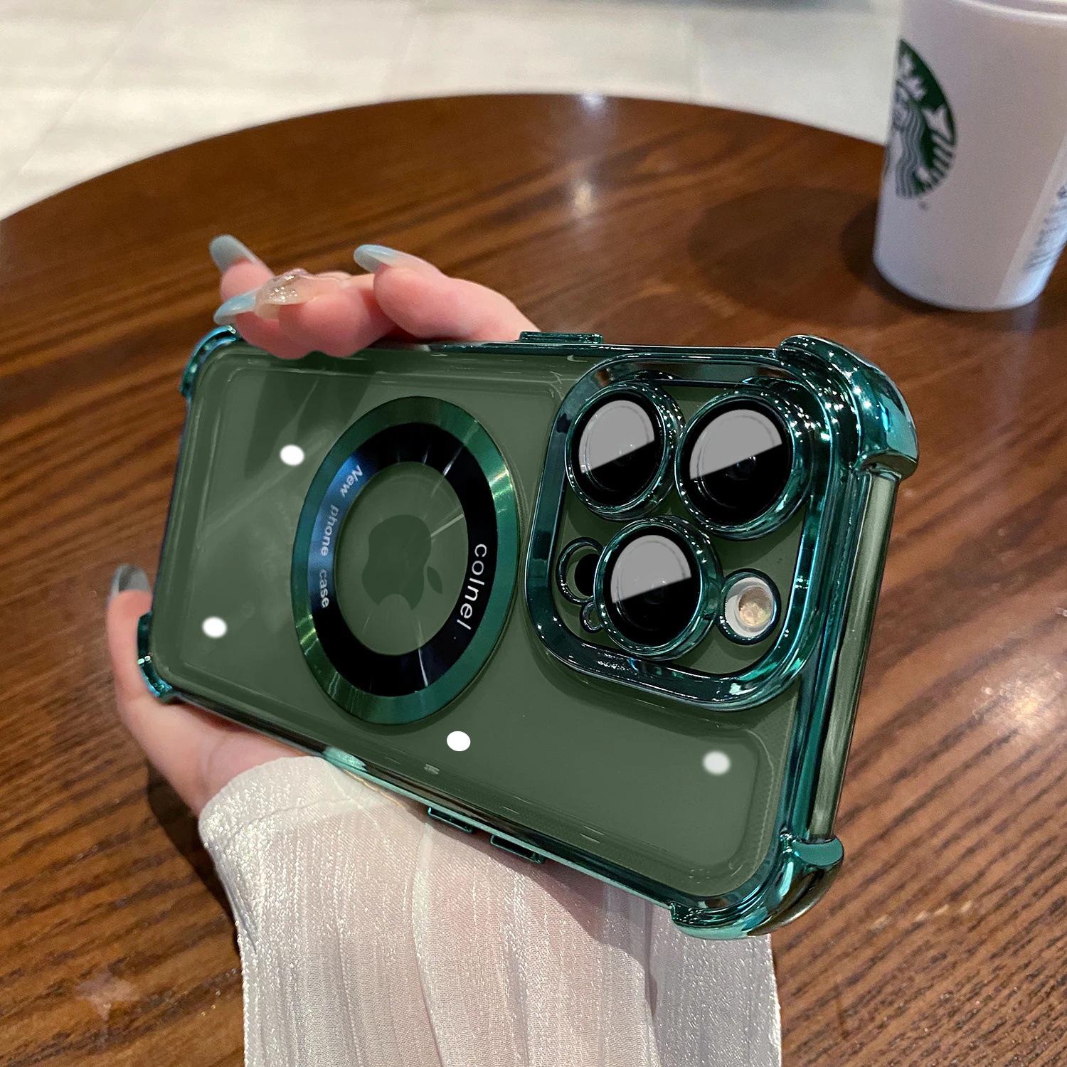 

MagSafe-Compatible Electroplated Shockproof Case for iPhone 13/14/15/16 Pro Max iPhone 15 Plus