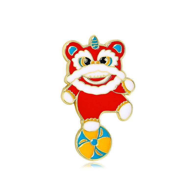 New Year's Badge Cute Animal Panda Spring Festival Brooch Auspicious Fortune Happy Character Activity Supplies Gift Accessories