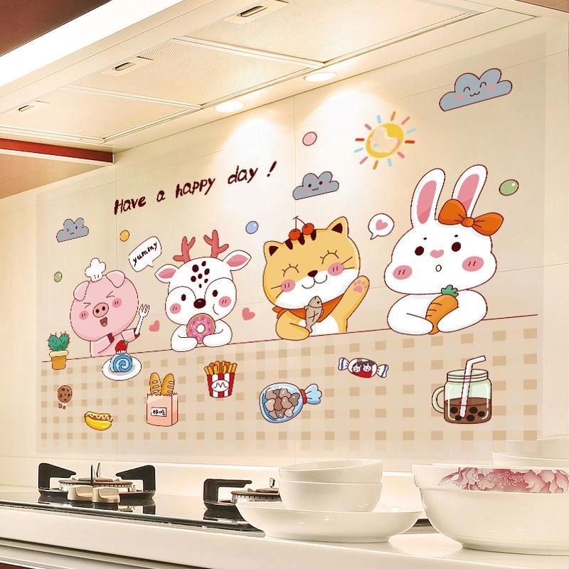 Kitchen Self Adhesive Oil-Proof Wall Stickers High-Temperature And Oil Smoke Resistant Tiles Sticker Proof Waterproof Wallpaper