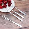 4 Pcs Kitchen Tools Cocktail Dessert Fork Tasting Stainless Steel Appetizer Cake Fruit Fork Food Pick Accessories Supplies