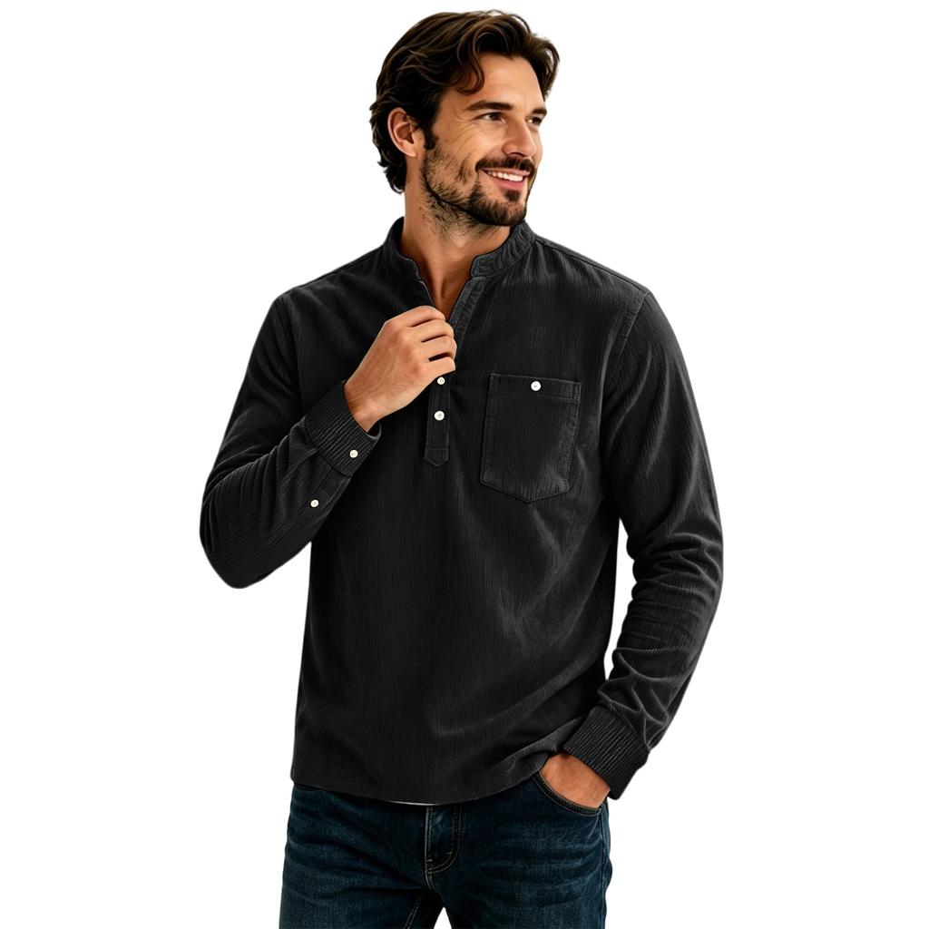 Men's Casual Loose Fit Color Shirt with Pockets for Everyday Wear