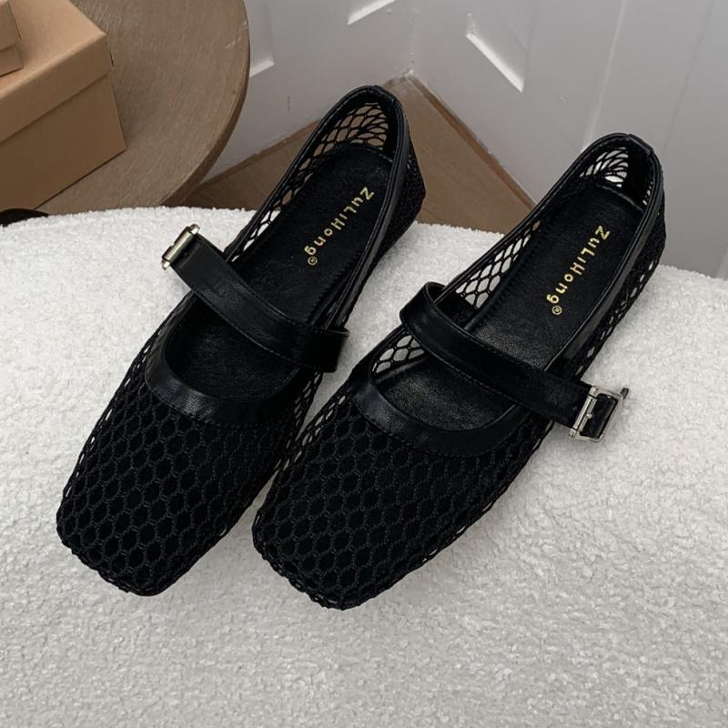 Designer Square Toe Flat Shoes Women Non Slip Flat Sandals Summer New Breathable Mesh Beach Outdoor Shallow Comfortable Shoes
