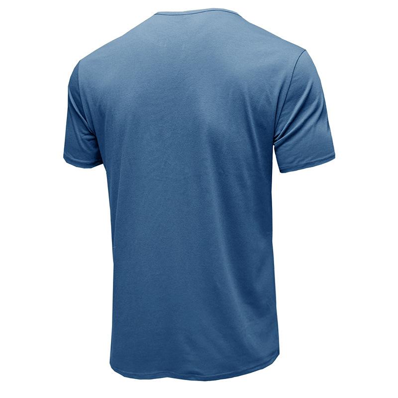 Herren Henley-Kragen Kurzarm Einfarbig Slim Fit Knopfleiste Lässiges Basic T-Shirt