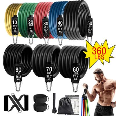 360lbs Fitness Exercises Resistance Bands Kit Elastic Tubes Pull Rope Yoga Band Training Workout Equipment for Home Gym Weight