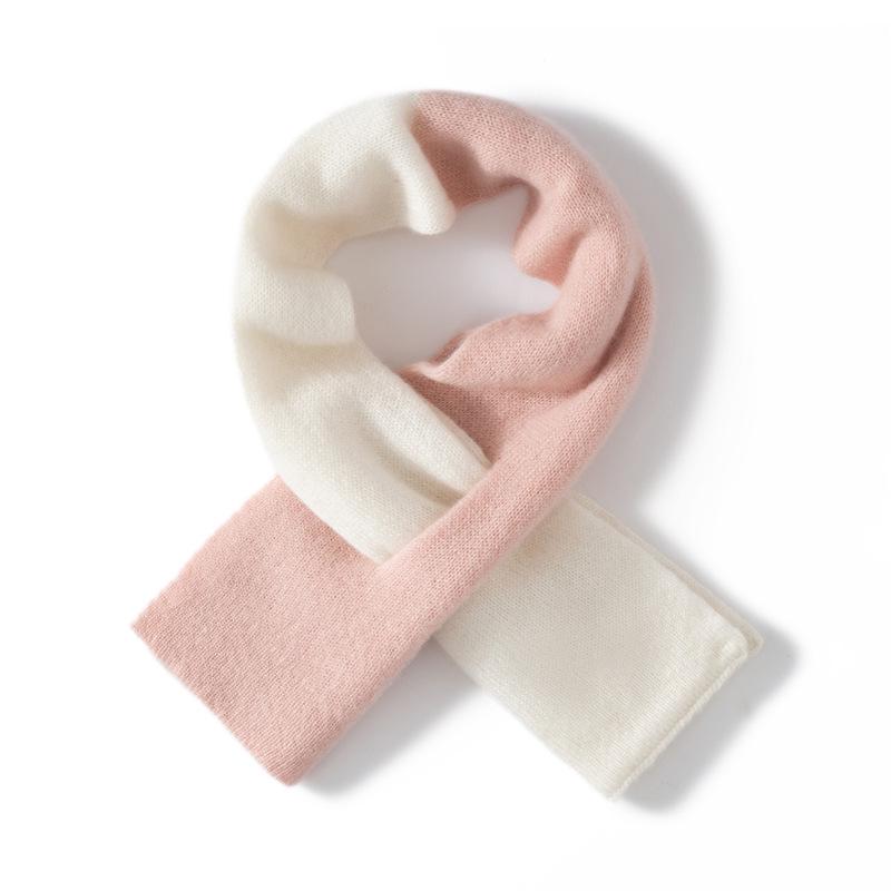 Women's 100% Cashmere Color Block Knit Scarf – Warm, Fashionable, Versatile Neck Gaiter for Autumn and Winter