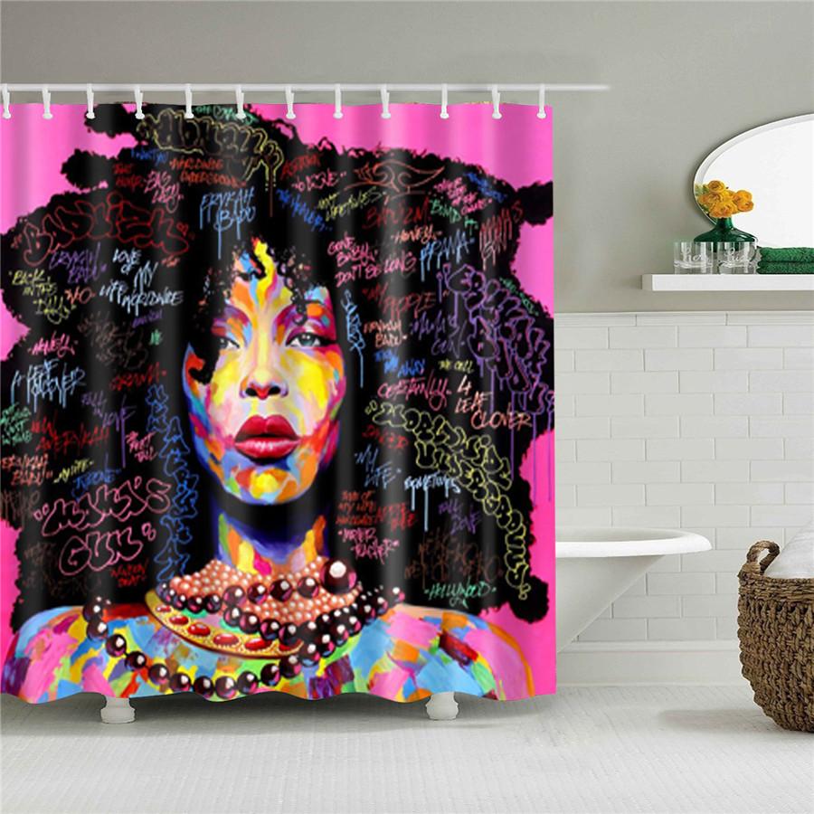 Abstract African Shower Curtain Prints Fabric Polyester Curtains For Bathroom Waterproof Bath Curtain Hooks Decoration