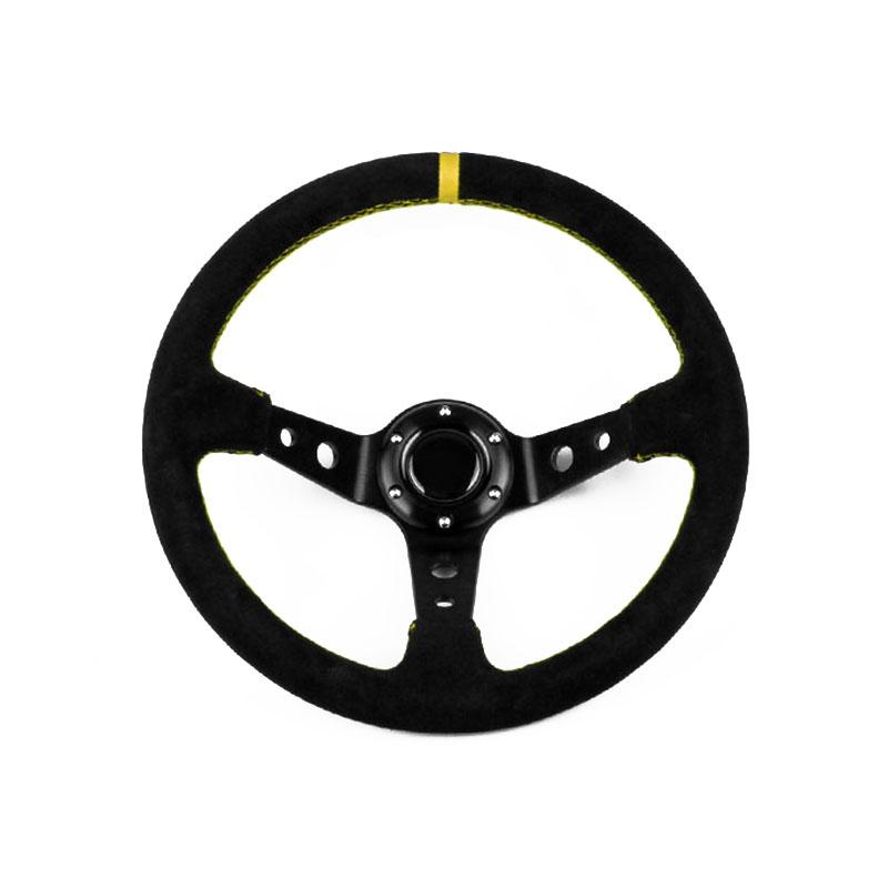 14 Inch 350mm Racing Drift Steering Wheel Suede Leather Deep Steering Wheel
