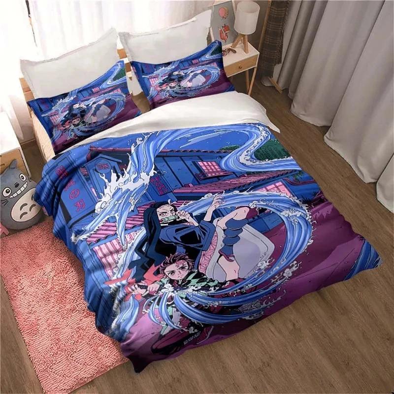 Demon Slayer Anime Cartoon Gift King Twin Double Child Bedding Collection Mircofiber Or Polyester Duvet Cover Collection Cover Bed Cover With