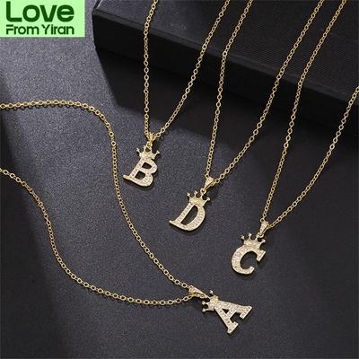 Luoler Letter Necklace For Women Alloy Zircon Pendants Necklace Name Fashion Rhinestone Charm Link Chain Necklace Jewelry Gifts