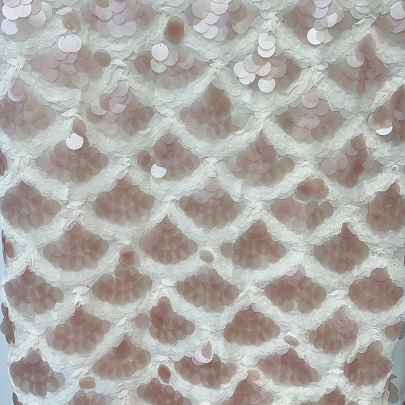 Mesh Base Cloth Sequin Embroidery Fabric Round Bead Sequin Lace Mesh Fabric For Diy Dewing Evening Dress Performance Clothes