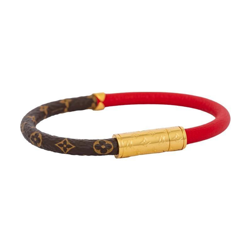 Louis Vuitton Calfskin Bangles Women's Brown & Red & Multicolor M6433