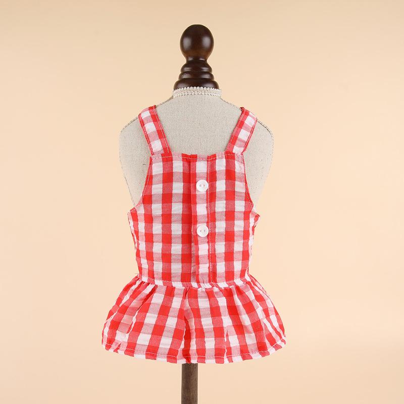 Suspender Large Checked Skirt Pet Cat Dog Spring Summer Thin French Dou Corgi Teddy Pomeranian Bear Clothing Spring