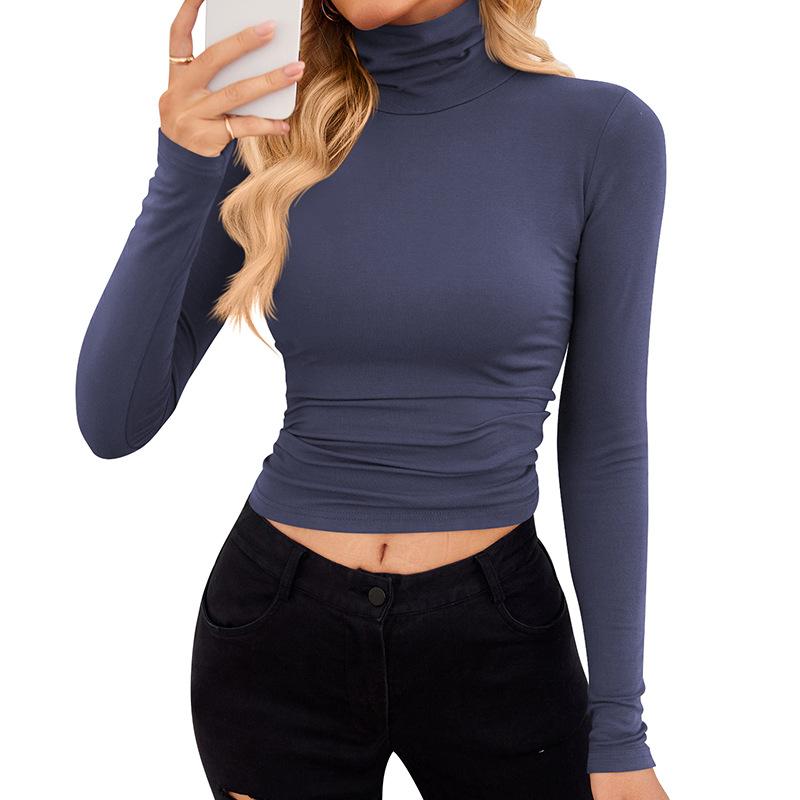 Autumn Women's Slim-fit Fashion Pure Desire Style High-neck Bottoming 2025 New High-end Tight-fitting Blouse Long-sleeved 8395