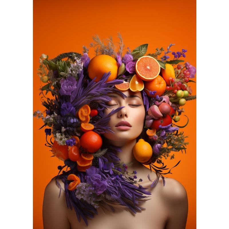 

Floral Beauty Flowery Hat Hair Poster Canvas Printing Flowers with Women Home Room Decor Girls Room Bar Wall Art Picture Prints 21cm×30cm NoFrame