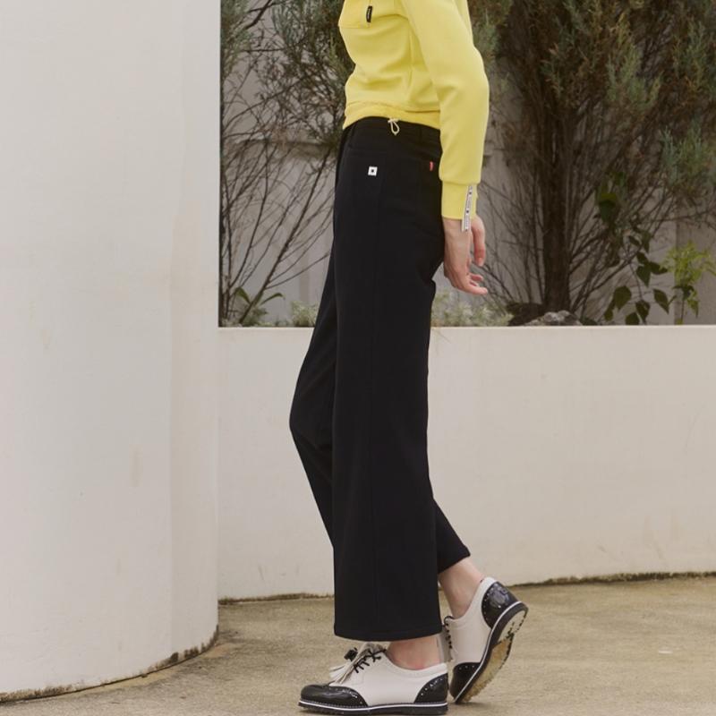 Onoff Women S Semi Wide Corduroy Fleece pantS Of5013lb Black