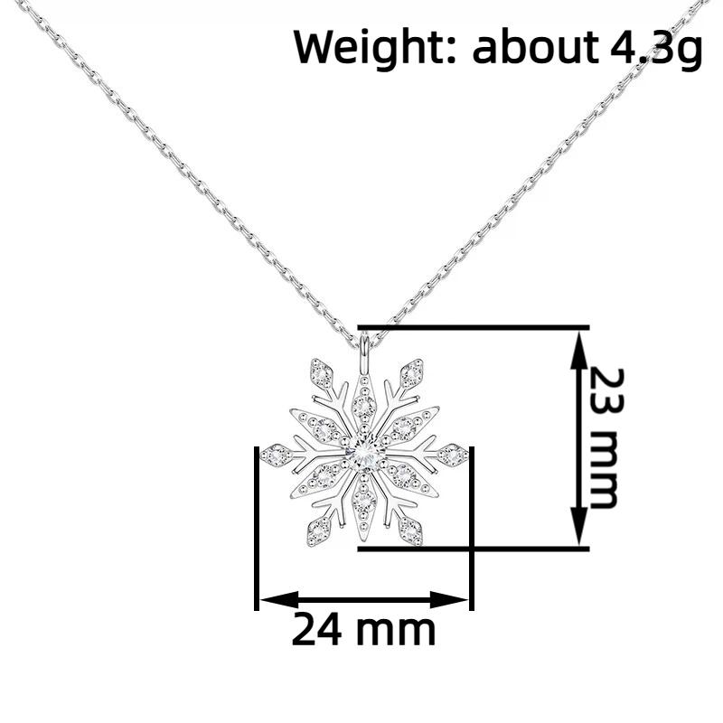 Huitan Simple Silver Color Snowflake Pendant Necklace for Women Versatile Party with Cubic Zirconia Elegant Christmas JewelryGood product
