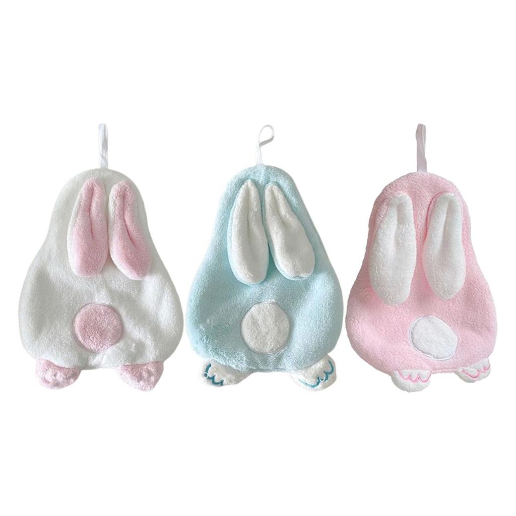 Hanging Hand Towel 26x18cm Multipurpose Comfortable Washcloths Bunny Shape Dish Towels for Home Dorm Holiday Hotel Apartment