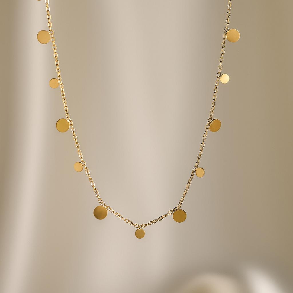 18K Gold Plated Stainless Steel Necklace – Round Bead Chain, Elegant Daily Wear & Vacation, Versatile All-Year Accessory for Women