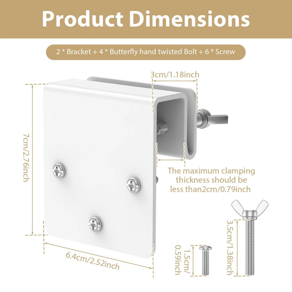 2Pcs Adjustable Camera Mount Bracket Stainless Steel Outdoor Indoor Security Camera Wall Mount Holder for CCTV Camera & Webcam