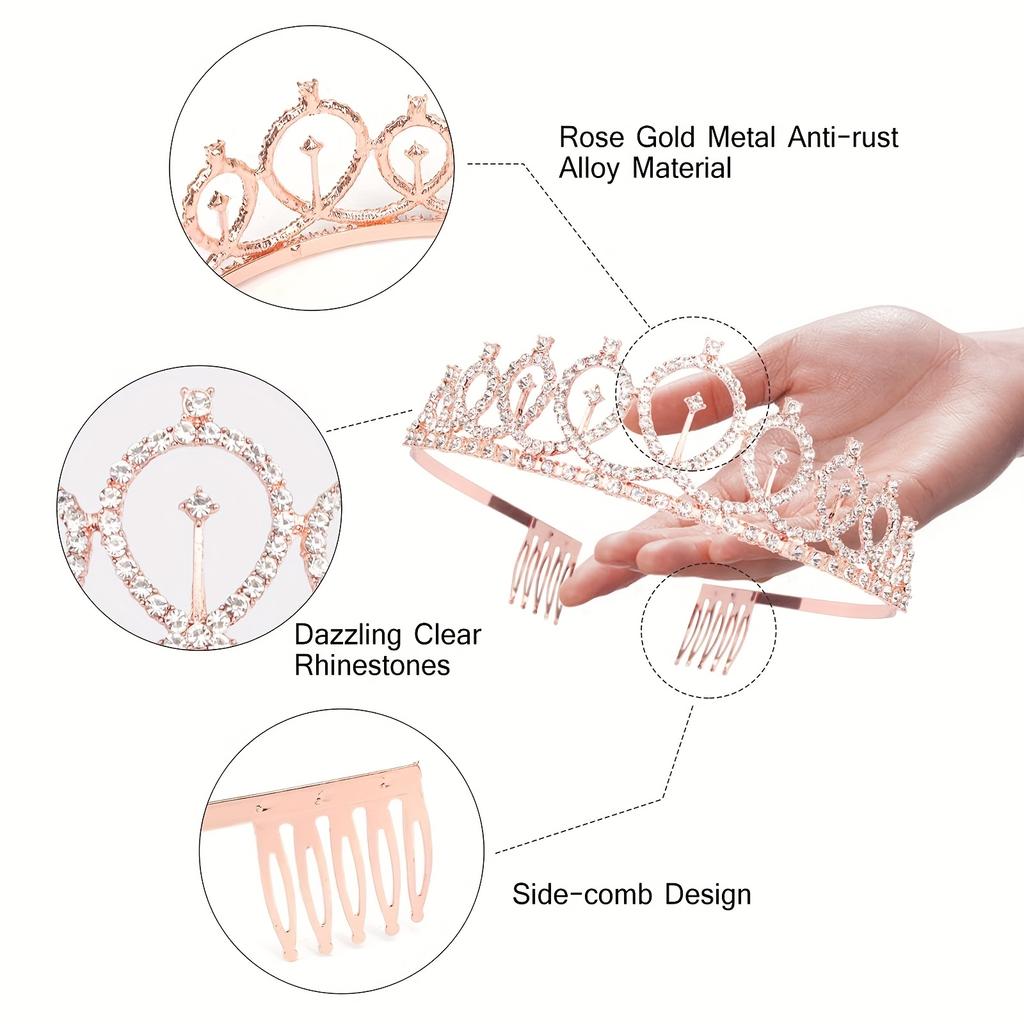 Birthday Party Dance Crown Sash Set Crown Shoulder Strap Birthday Gift Decoration for Women