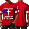 Men's V Neck Short Sleeve Sports T Shirt Casual Athletic Jersey with Independence Day Patriotic Print America 250 Freedom Graphic Tee