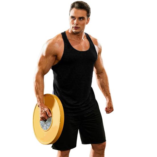 

Men Vest Round Neck Sleeveless Pure Color Summer Sport Vest Outdoor Running Fitness Tank Tops Daily Wear S чорний