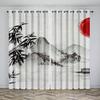 Chinese Style Natural Scenery Curtains Mountains Rivers Lakes Flowers Plants Elegant Curtains 2 Panels Living Room Bedroom Decor