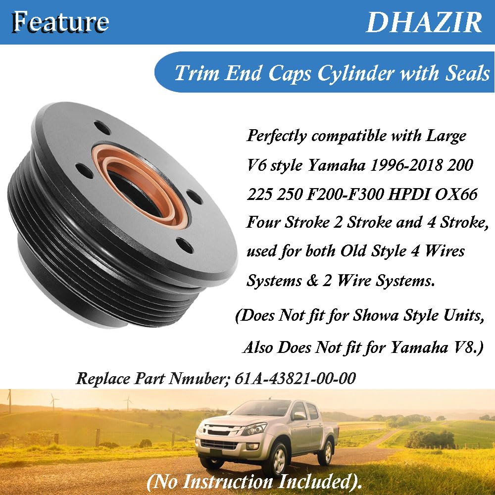 61A-43811-00-00 Tilt Cap/Gland with Seals Fit for Yamaha 200-225-250-300 HP V6 3.3L End Cap Tilt Cylinder FSM040 2PACK
