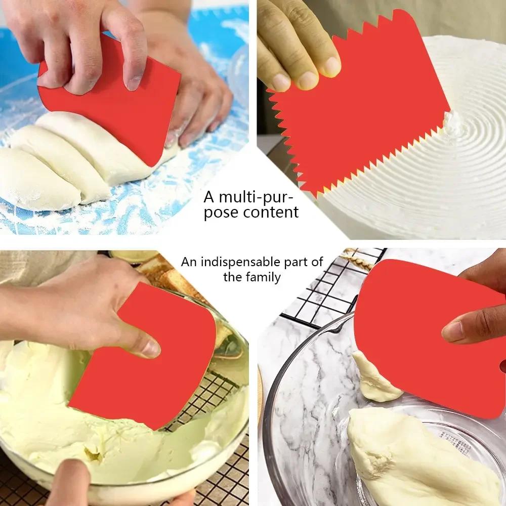3pcs/set Baking dough cutting scraper Baking cream scraper Thickened cake cream plastic scraper Baking tool