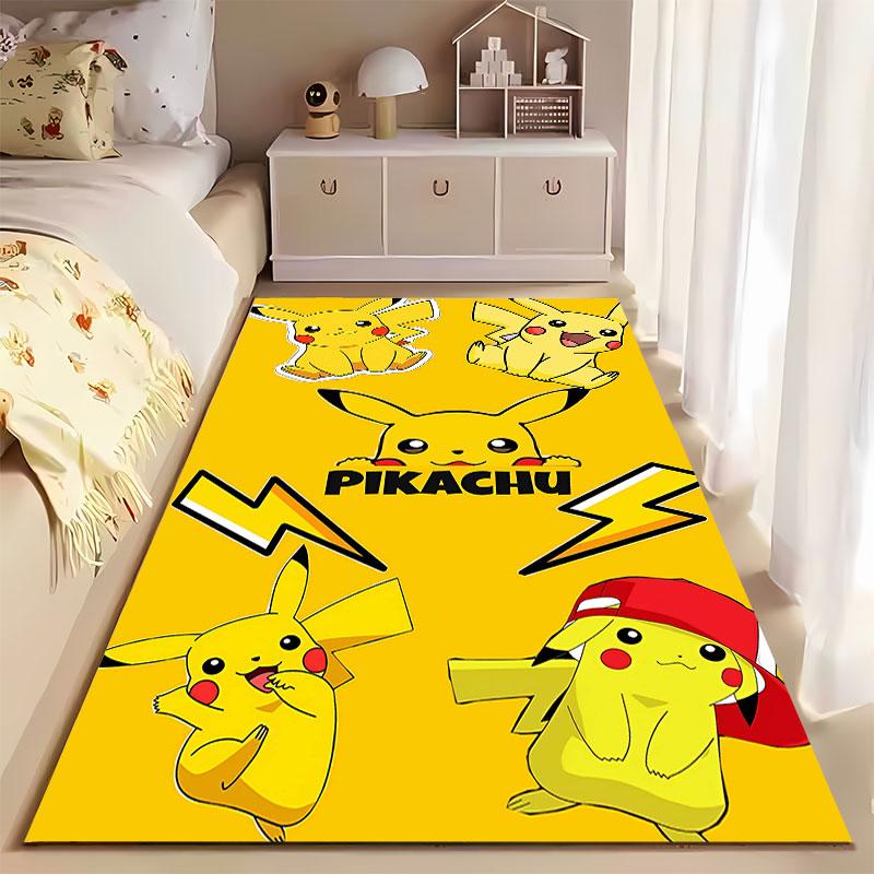 Yellow Pikachu Cartoon Carpet suitable as a non-slip mat for the living room or bedroom sofa