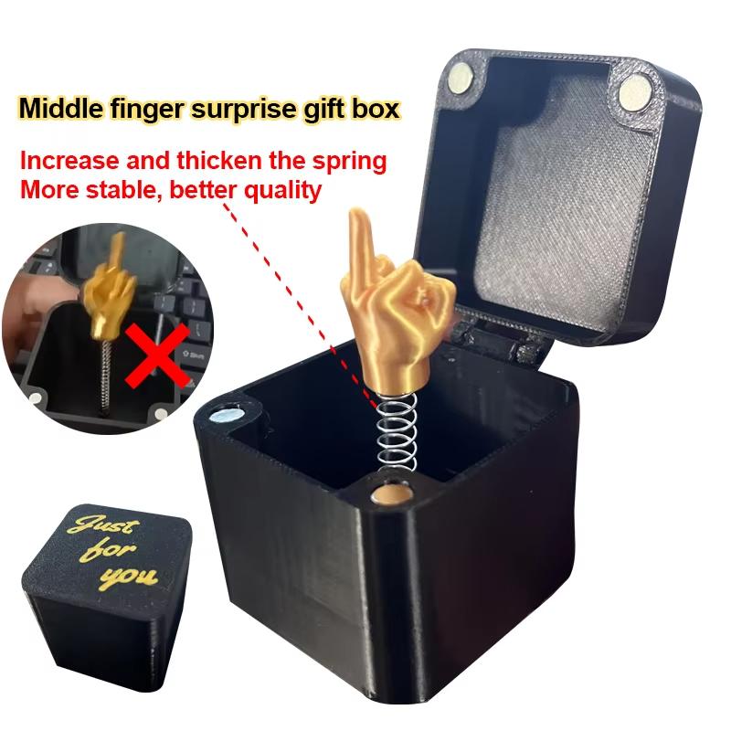 Middle Finger InBox CreativeFunny Decorative Crafts 3d Printing Middle Finger Christmas Gift Boxs Family Game Gift Funny Toy
