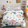 Cute Birds And Crown Floral Pattern Duvet Cover Set Digital Print Colorful Polyester Bedding With Zipper Closur For Kids Gifts