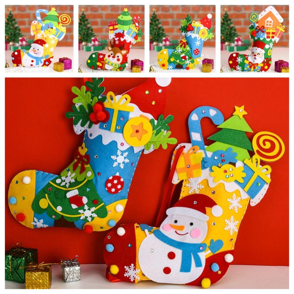 

Snowman Hangable Christmas Sock House Decoracion Xmas Non-Woven Socks Portable Elk Xmas Bag Party
