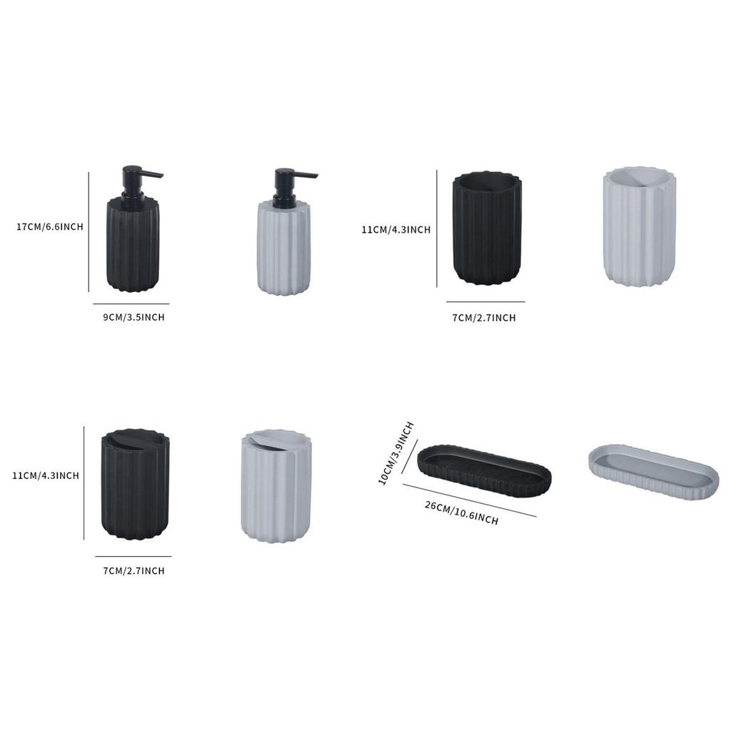 4x Bathroom Accessories Decorative Housewarming Gift Modern Soap Dispenser Toothbrush Holder for Vanity Bathroom Countertop
