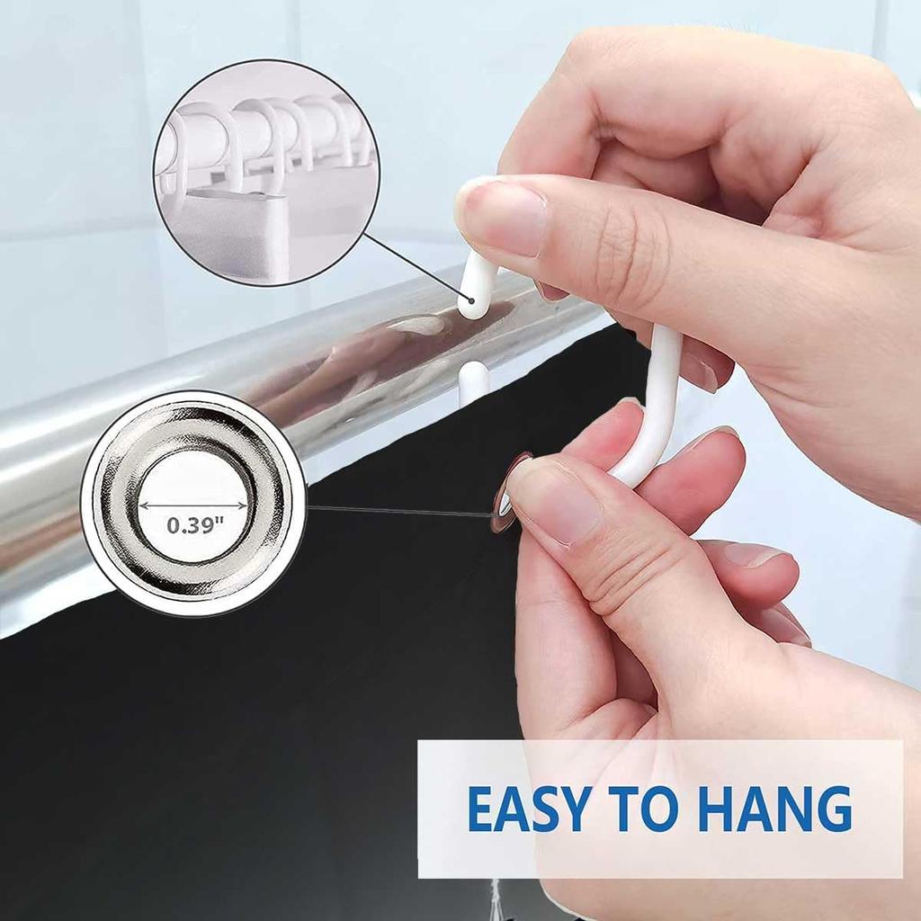 Namdeva Cityscape Shower Curtain, NYC Night View Blue East River Brooklyn Bridge Black and White Skyscraper Skyline Famous Building Modern Bathroom