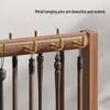 Solid Wood Hanging Calligraphy Brush Rack with Metal Hooks - Desktop Storage Holder for Scholar's Four Treasures.