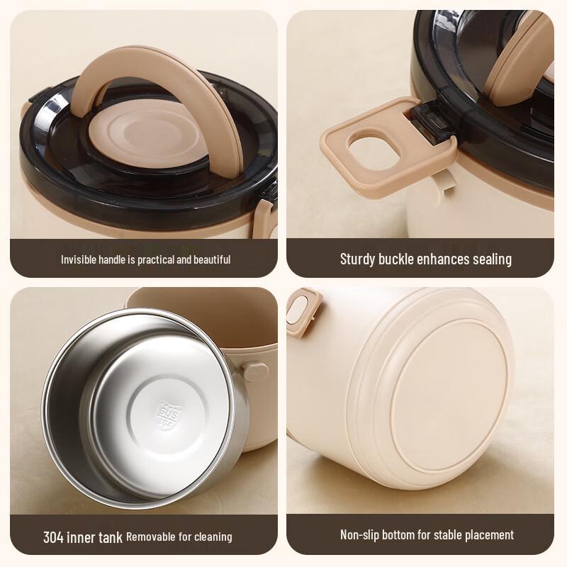 

Portable 304 Stainless Steel Round Lunch Box With Insulated Bag