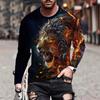 women o neck long sleeve 3d print t shirt