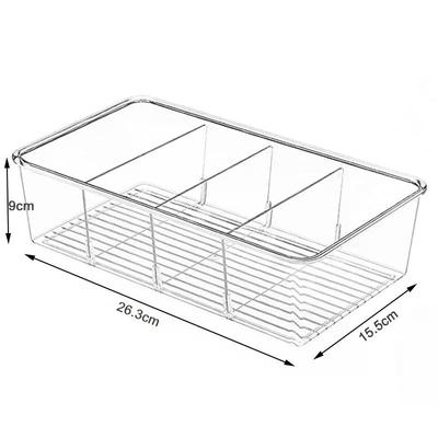 D2 1PCS Refrigerator Organizer Bin Food Storage Organizer Fridge Storage Box + Divider Freezer Pantry Kitchen Bathroom Organizer