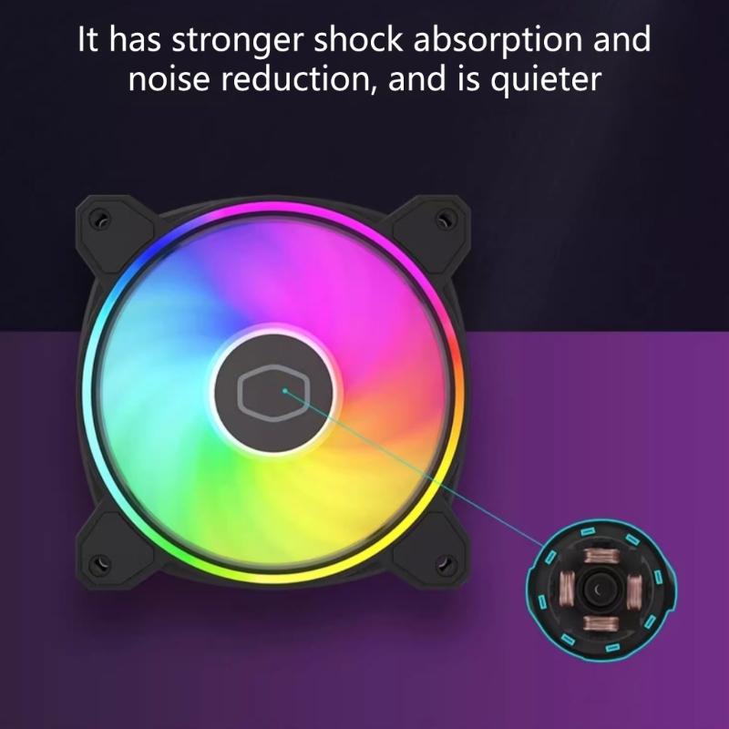 Quiet 120mm Infinitys Mirror LED PC Case Fan With AntiVibration Pad 4PIN PWM 800-1800RPM Coolers for Enhanceds Cooling