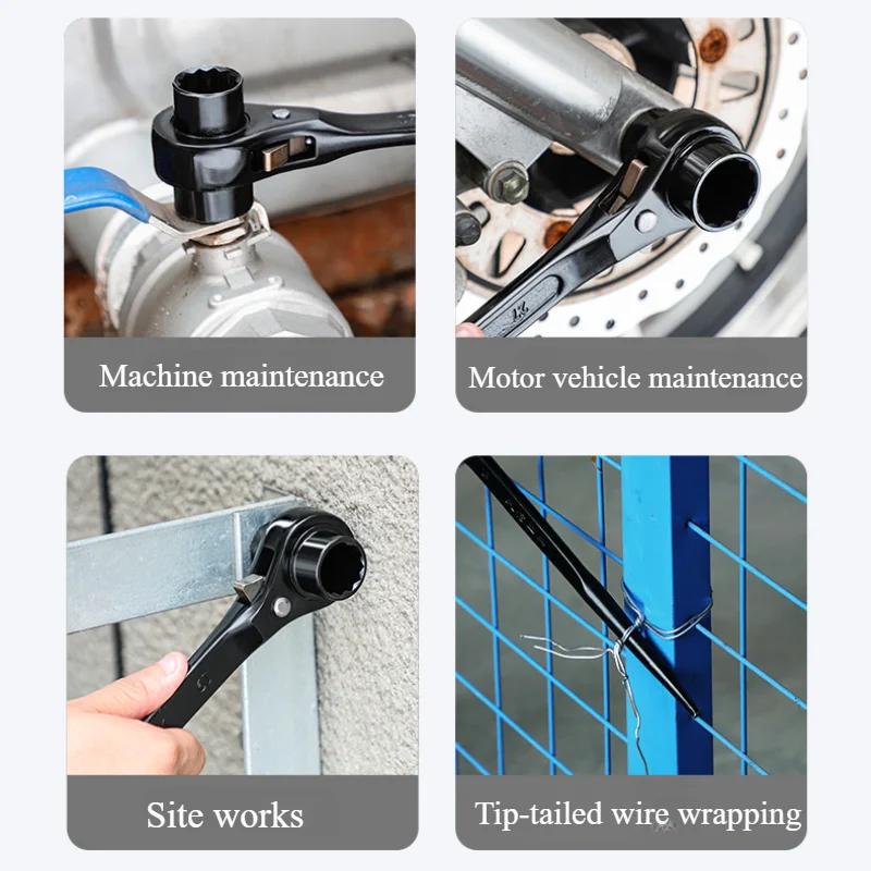 17-22mm Ultra-Durable Torx Ratchet Wrench Versatile Dual-Direction Gear Universal Double-Headed Spanner Quick Release Socket