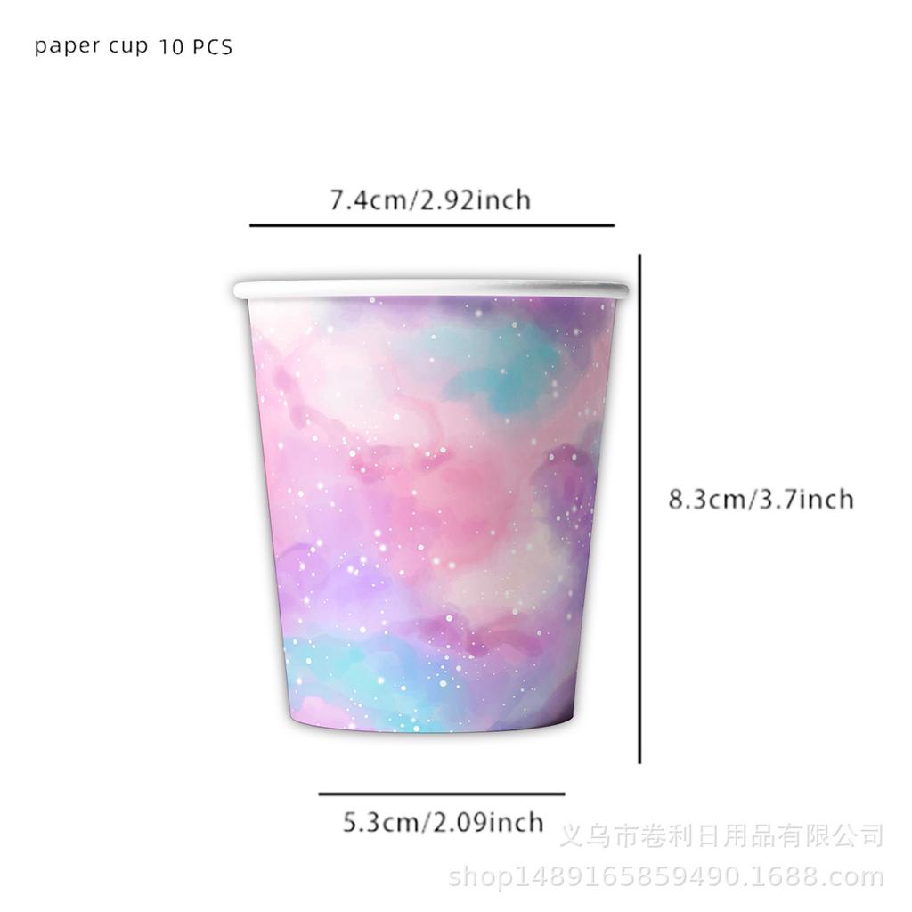 Rosa, Sternenhimmel, Themenpartyzubehör Batik Farbverlauf Regenbogen Einweg Partydekoration Rosa Pappteller Pappbecher