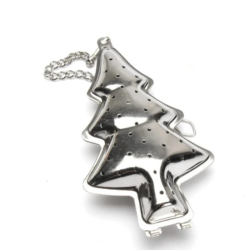 

Stainless Steel Christmas Tree Shape Mesh Tea Strainer Coffee Herb Spice Filter Diffuser Tea Infuser Handle Tea Ball срібний