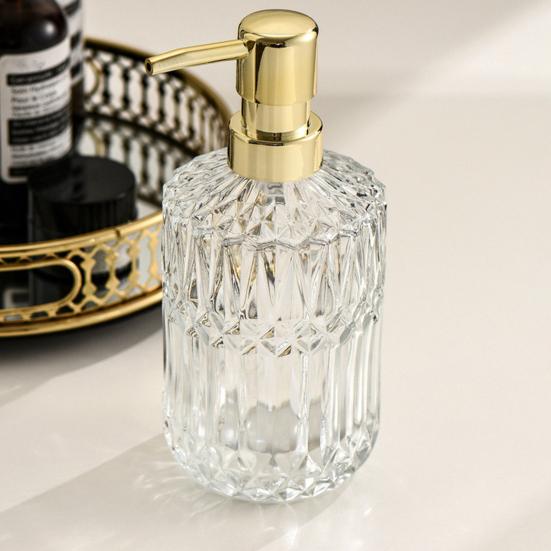 Glass Lotionflaske Sklisikker Bunn Gjennomsiktig Design Stor Kapasitet Flytende Dispenser Hjemmetilbehør
