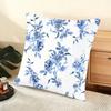 Blue Retro Flower Cushion Cover Soft Short Plush Pillow Cover Smooth Cozy Texture Aesthetic Cushion Case Home Decor