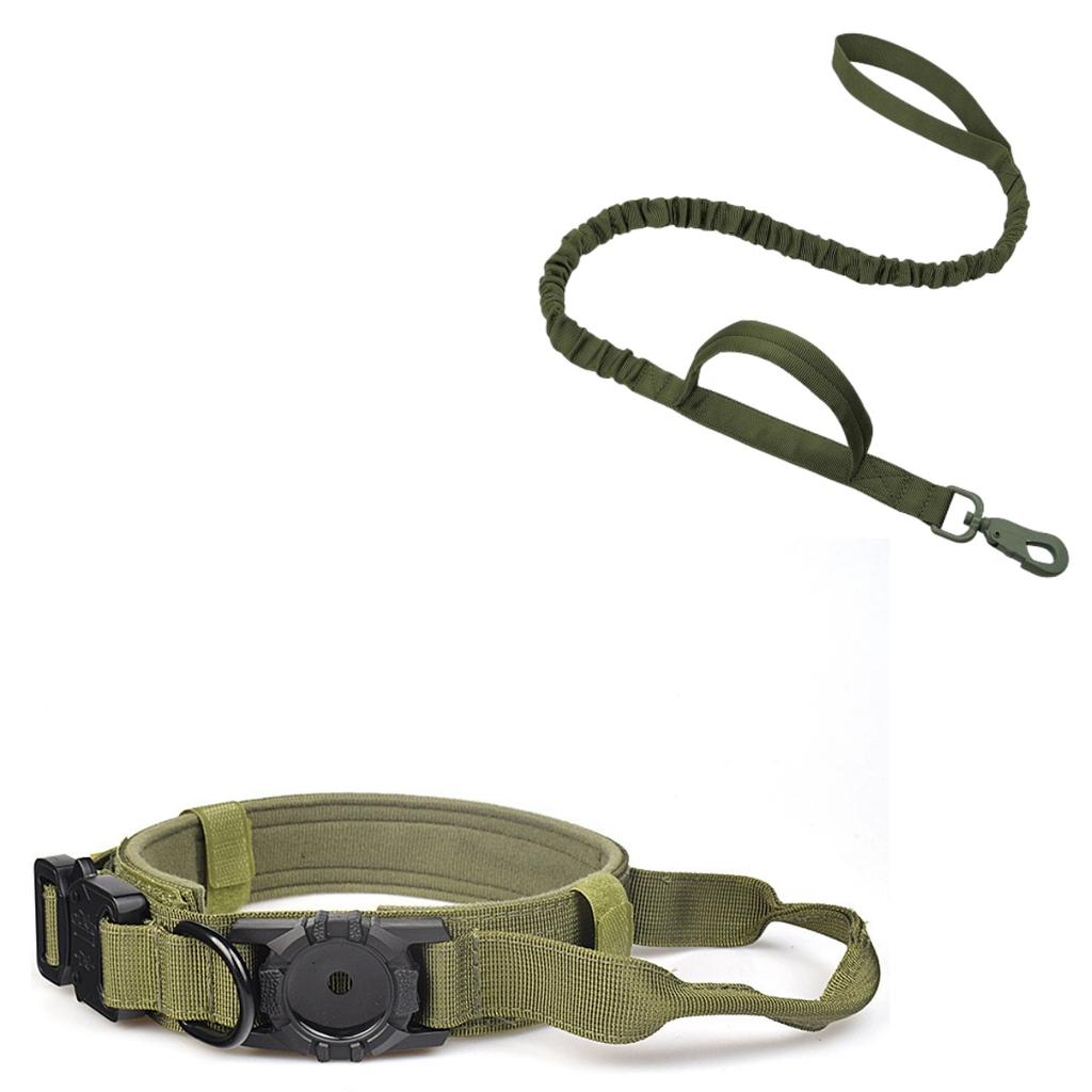 Tactical AirTag Dog Collar, with AirTag Holder and Handle Military Dog Metal Buckle Adjustable GPS Collar for Medium Large Dogs