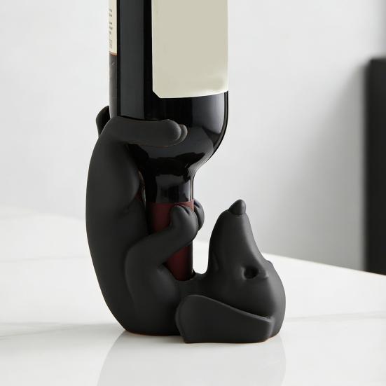 Wine Bottle Holder Cute Resin Dog Wine Rack Bar Decor Sturdy Stable